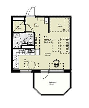 Kalustettu yksiö kesäksi