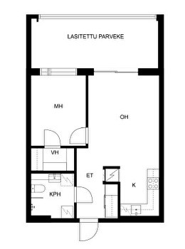 Täysin varusteltu kaksio keskustan tuntumassa, soveltuu esim. vaihto-opiskelijalle tai pariskunnalle