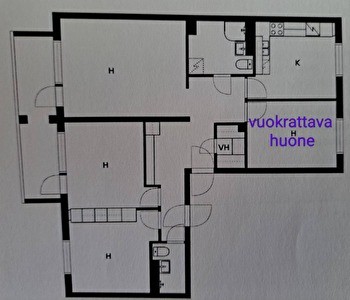 Huone Etelä-Hervannassa
