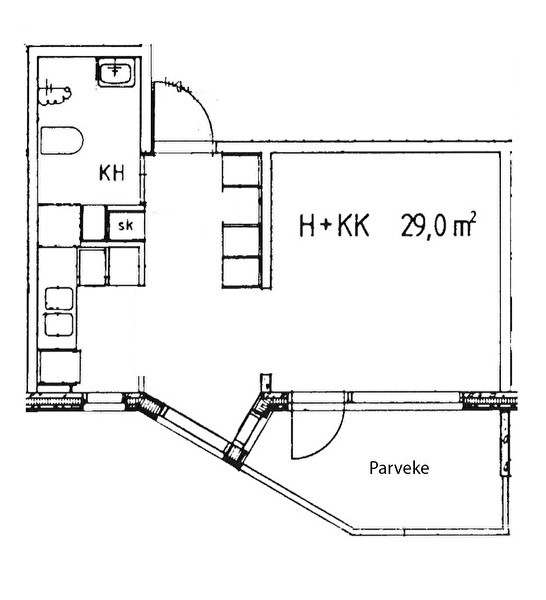 Vuokrataan 1h + kk + kph + parveke