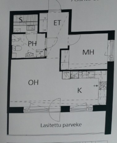 Kalustettu kaksio